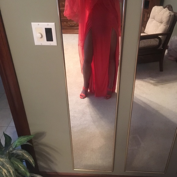 Coral evening dress - Picture 8 of 8